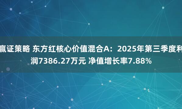 赢证策略 东方红核心价值混合A：2025年第三季度利润7386.27万元 净值增长率7.88%