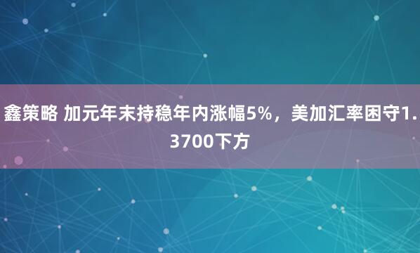 鑫策略 加元年末持稳年内涨幅5%,美加汇率困守1.3700下方